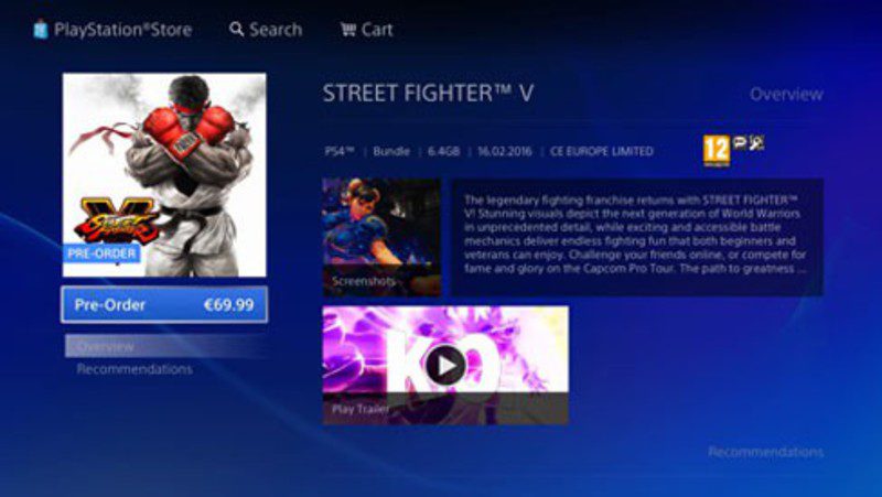 'Street Fighter V' pesará solamente 6,4GB en PlayStation 4