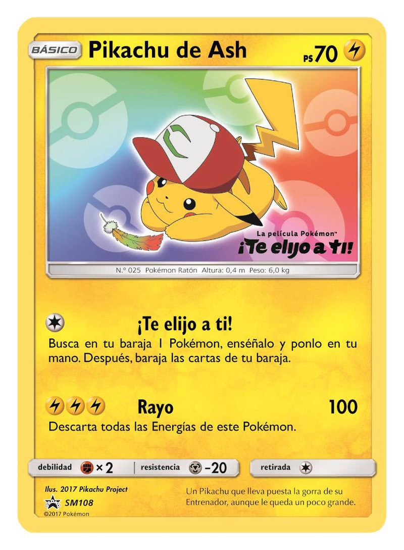 Pokémon te elijo a ti carta Pikachu de Ash