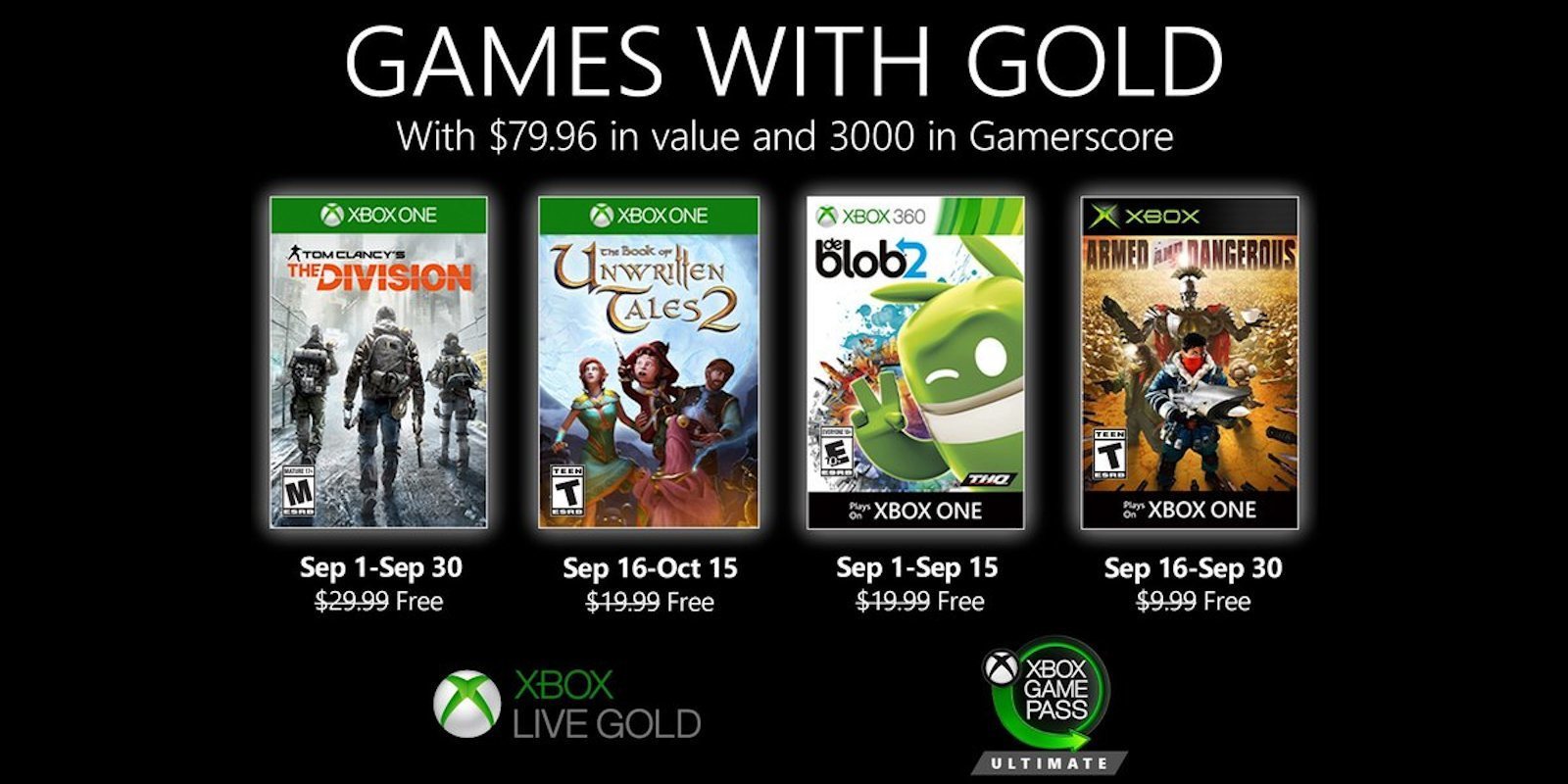 Anunciados los Games with Gold de septiembre del 2020